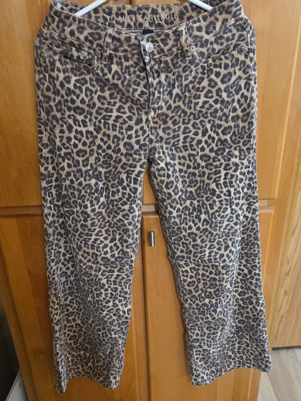 American Eagle Outfitters Women’s Leopard Print Flare Jeans - Brown/Black